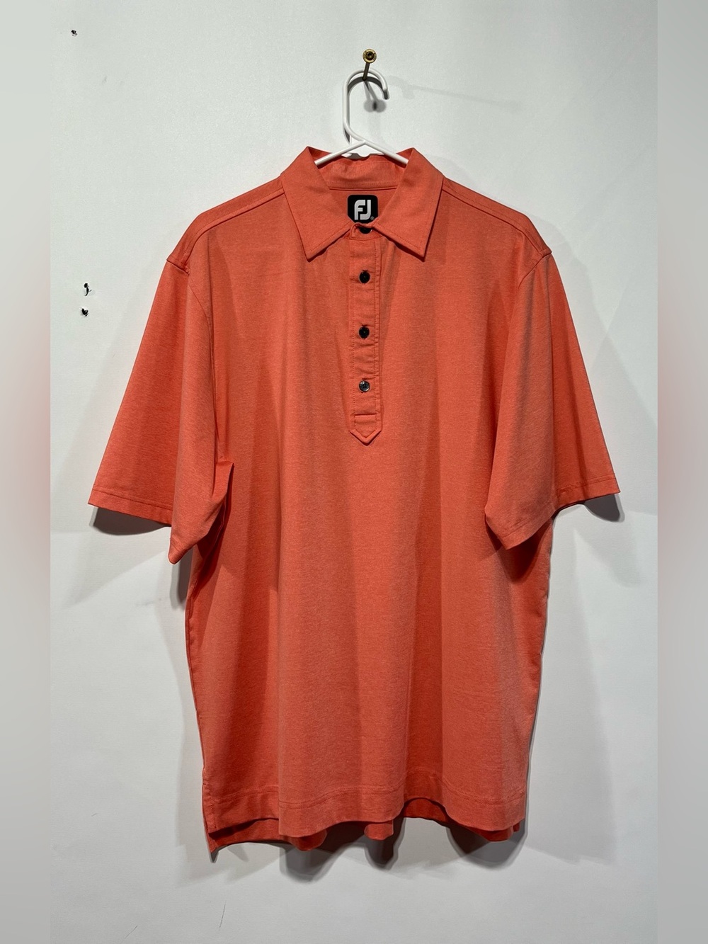 FootJoy Coral-Orange Short Sleeve Polo Shirt Mens Size Medium